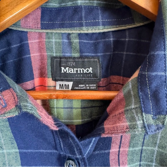 Marmot Women's Blue Multi-color Plaid Long Sleeve Flannel Cozy Button Down Top M - Picture 4 of 8